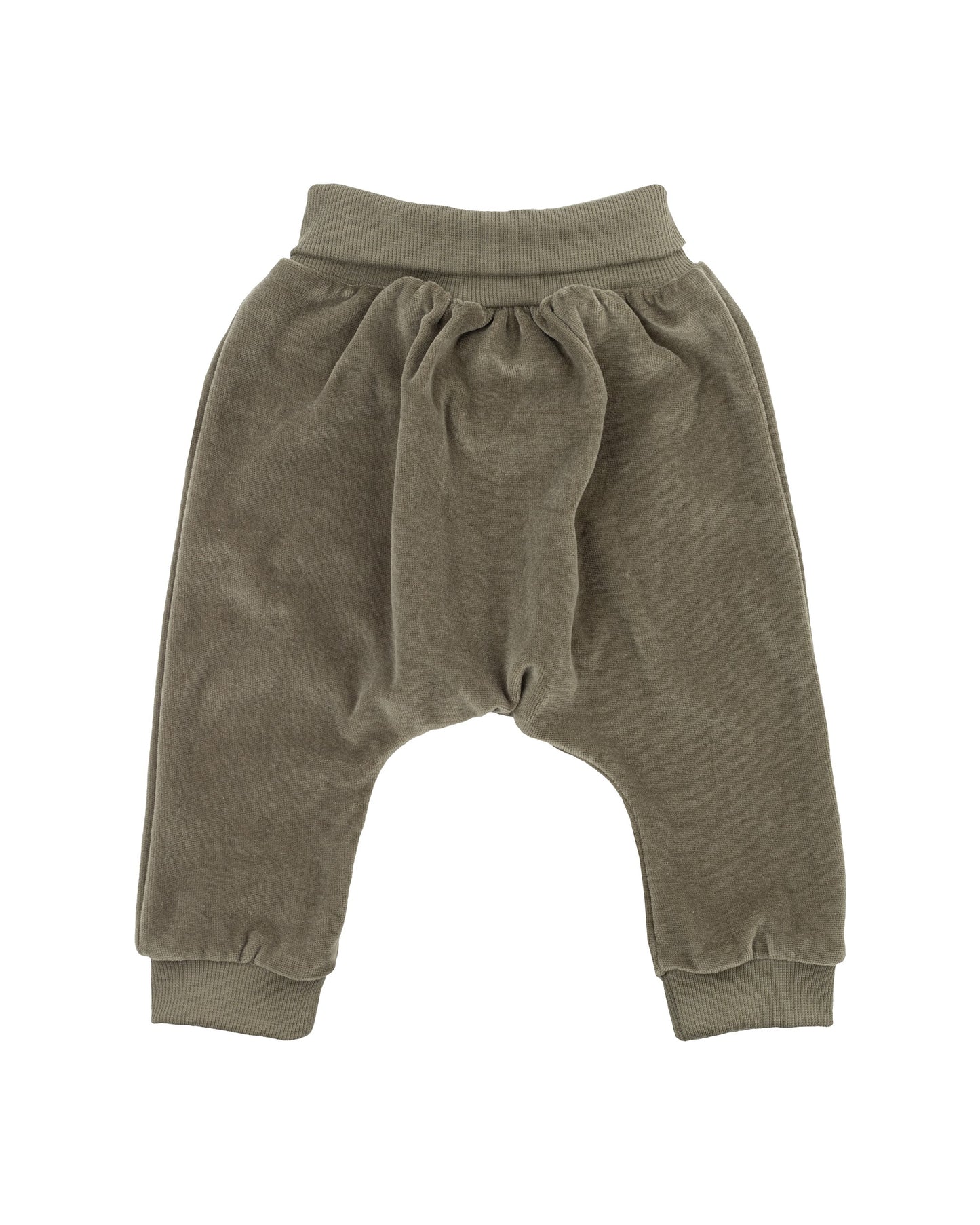 Completo cardigan e pantalone ciniglia di cotone BIO verde riccio