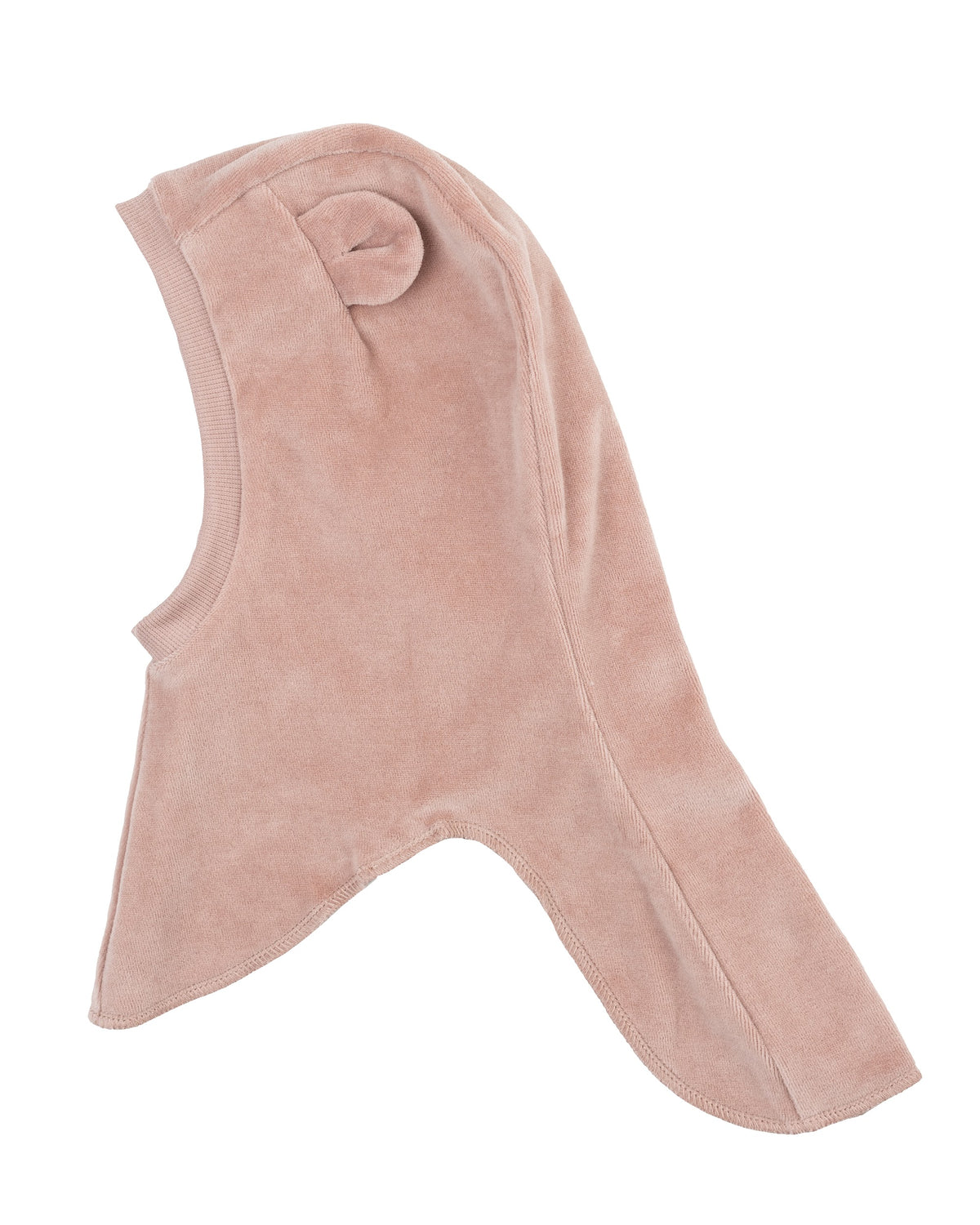Passamontagna con orecchie rosa lana/velluto di cotone