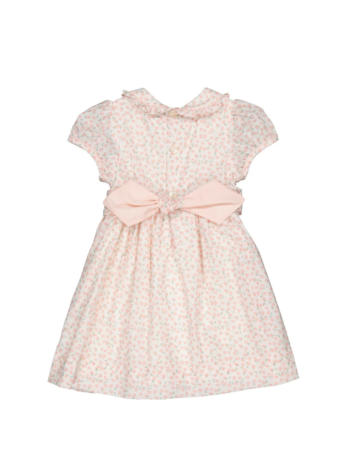 Abito Petronille punto smock con ricamo e stampa rosa margherite