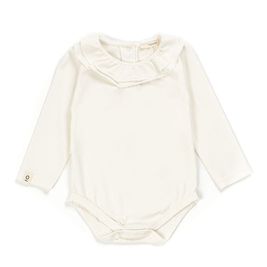 Maglietta body con collo volant, cotone bio