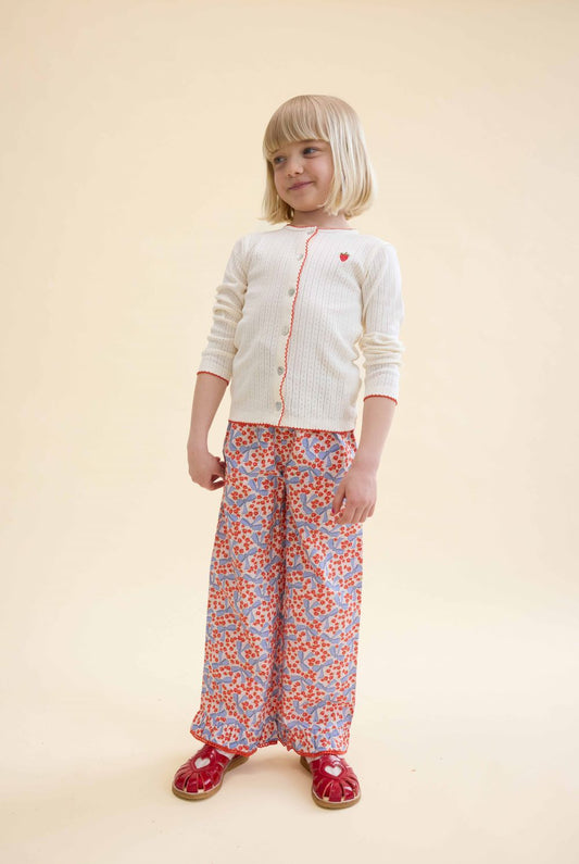 Cardigan bianco ricamo fragola Flora