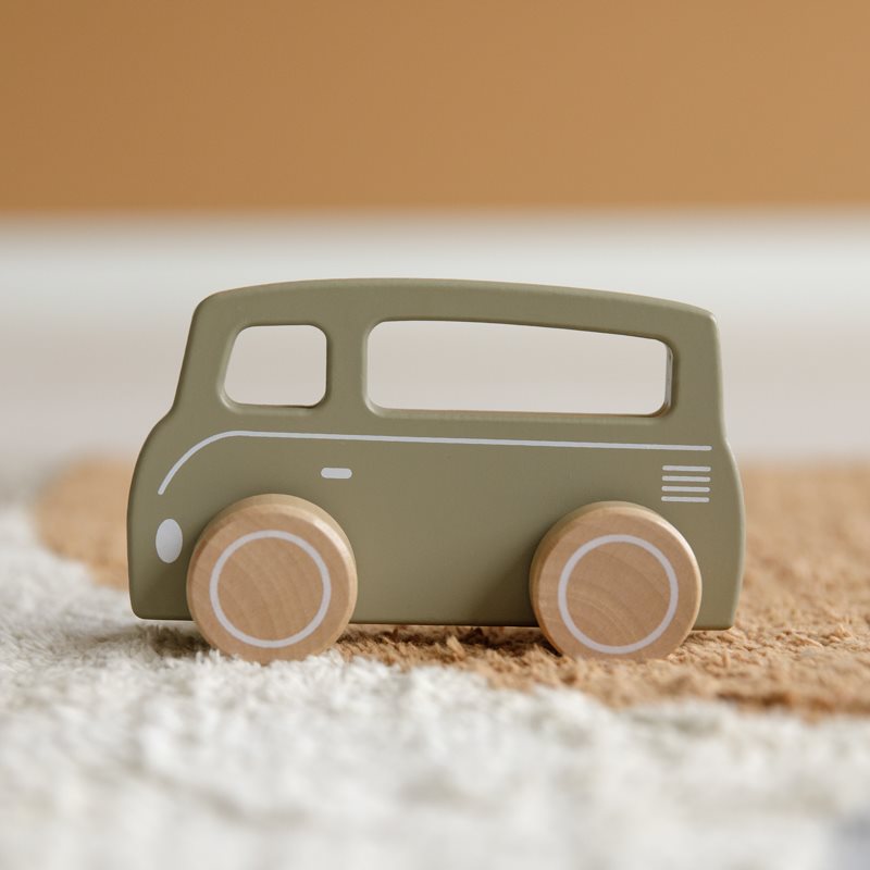 Van toy car in olive wood