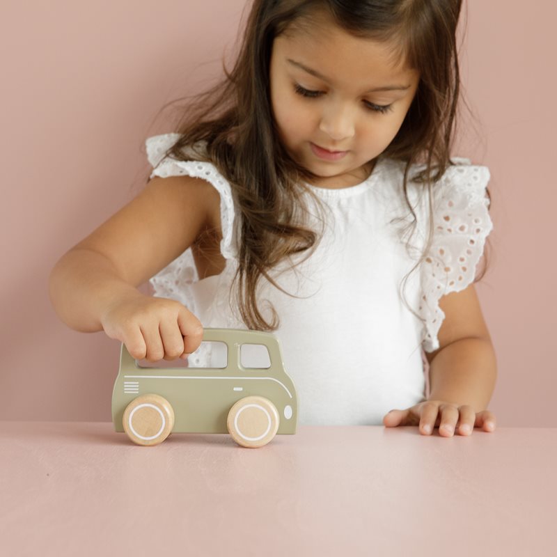 Van toy car in olive wood