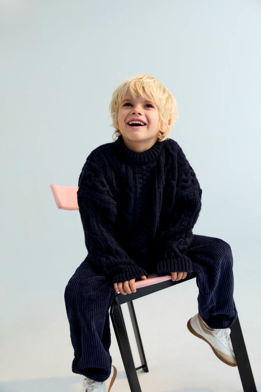 Pantalone in velluto blu Nicol