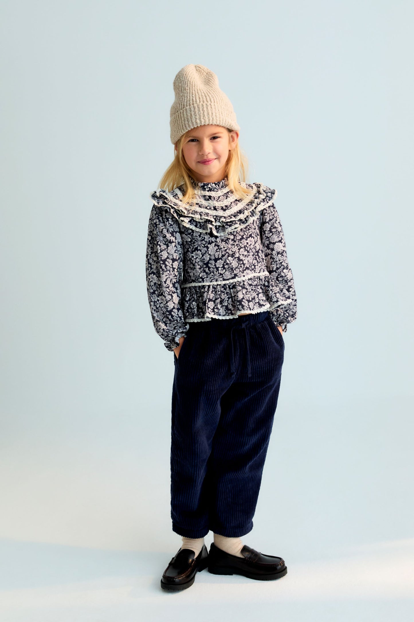 Pantalone in velluto blu Nicol