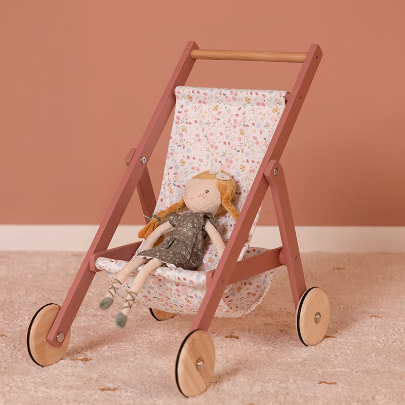 Wooden doll stroller