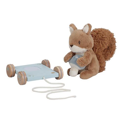Peluches scoiattolo con base trainabile in legno