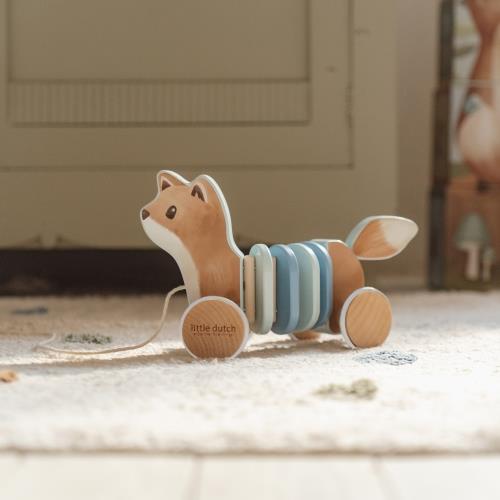 Volpe in legno da tirare Forest Friends