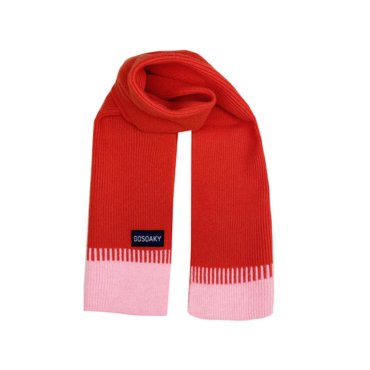 Sciarpa in maglia bicolore Little Dragon, rosa e corallo