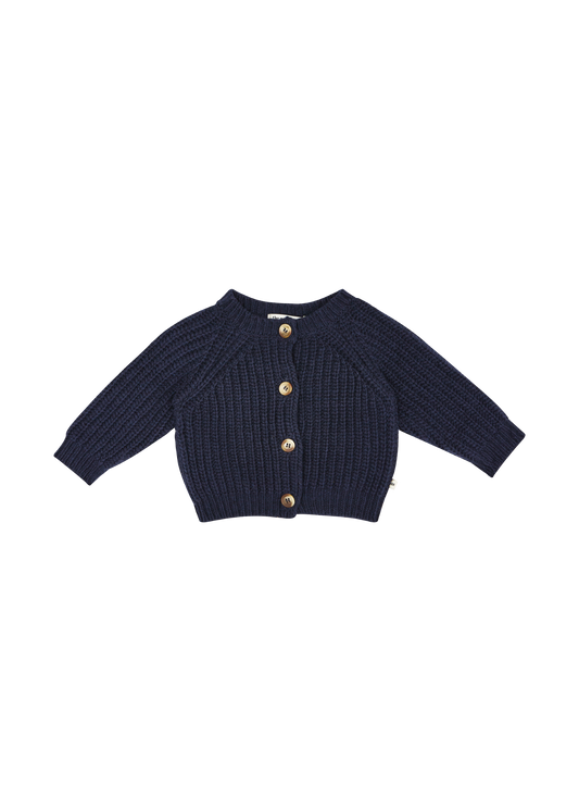 Cardigan a coste Navy lana e cashmere