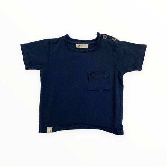 T-shirt bleu marine à poche, coton biologique