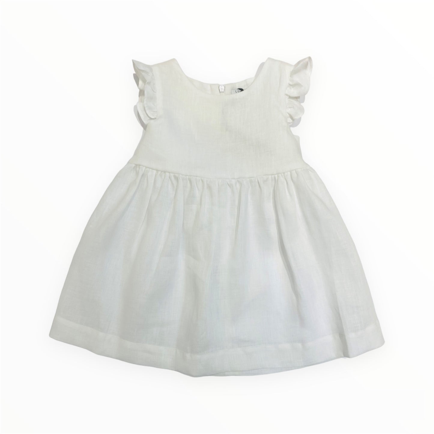 Abito elegante in lino bianco con fiocco sulla schiena