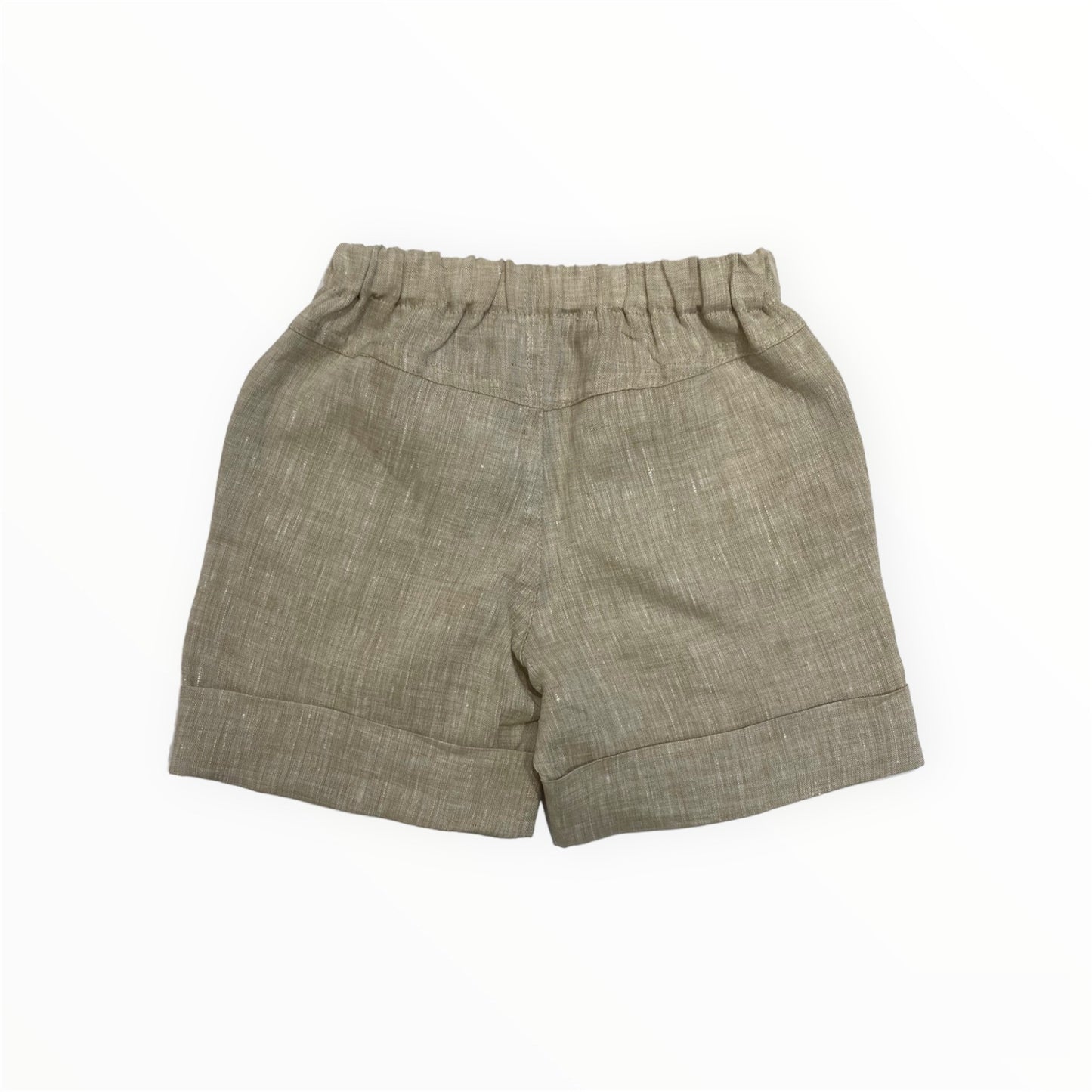 Elegant baby Bermuda shorts in dove gray linen