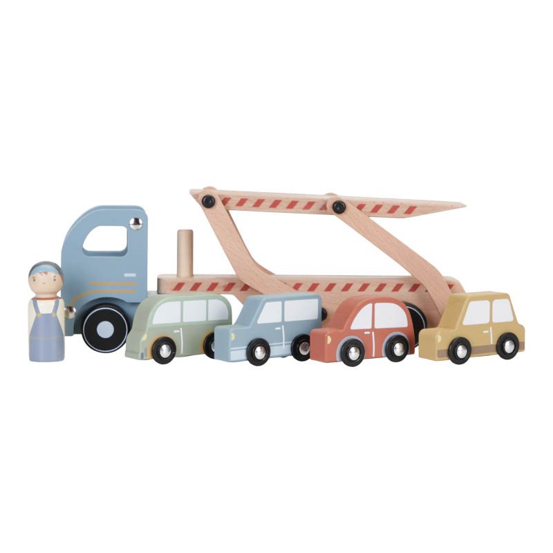 Camion con macchinine in legno