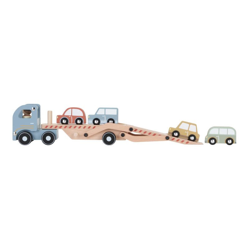 Camion con macchinine in legno