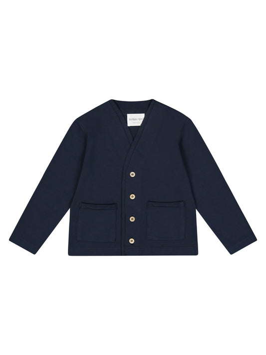 Cardigan bleu en coton bio