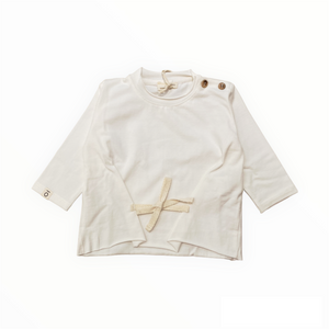 Maglietta panna con fiocco, cotone bio