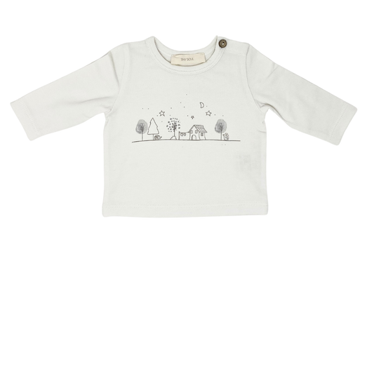 Maglietta panna con stampa, cotone bio