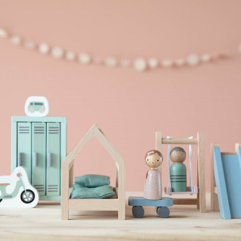 Set bambini e camera in legno - estensione casa delle bambole
