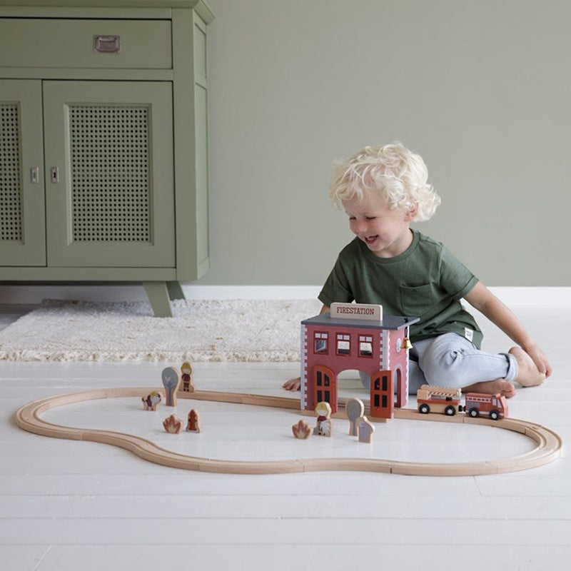 caserma dei pompieri in legno estensione treno little dutch