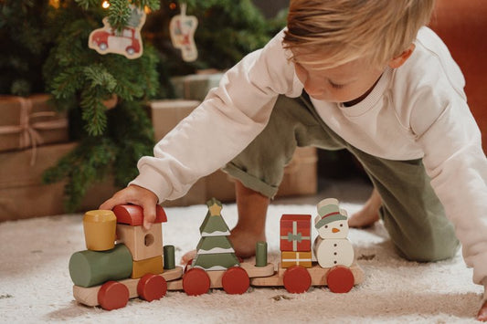 Trenino di Natale impilabile in legno