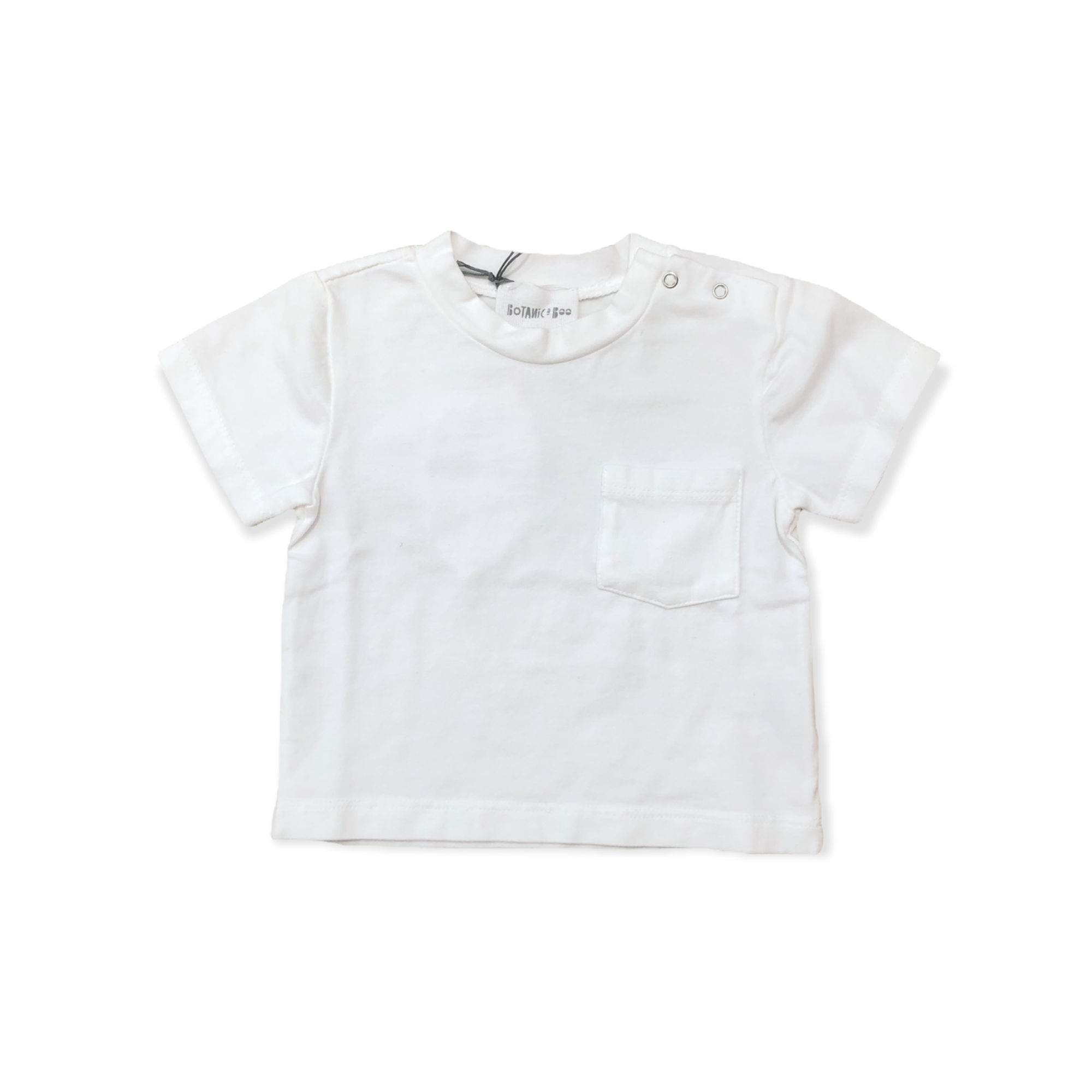 T-shirt baby bianca con taschino cotone bio