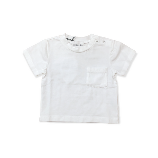 T-shirt bébé blanc avec poche en coton biologique